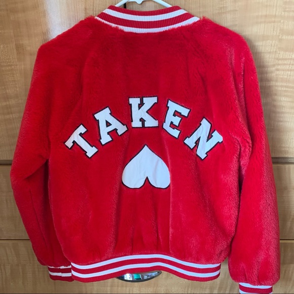 Forever 21 Jackets & Blazers - Bright Red Taken Faux Fur Varsity Jacket